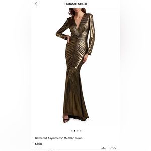 Tadashi shoji  Gathered Asymmetric Metallic Gown